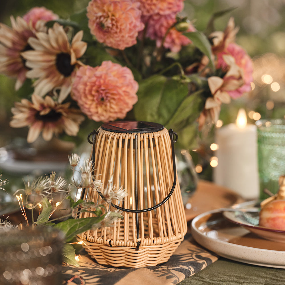 Hygge Wicker Style Solar Lantern