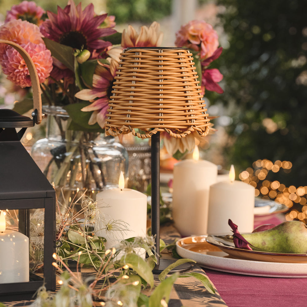 Solar Hygge Wicker Lantern and Kurv Table Lamp Bundle