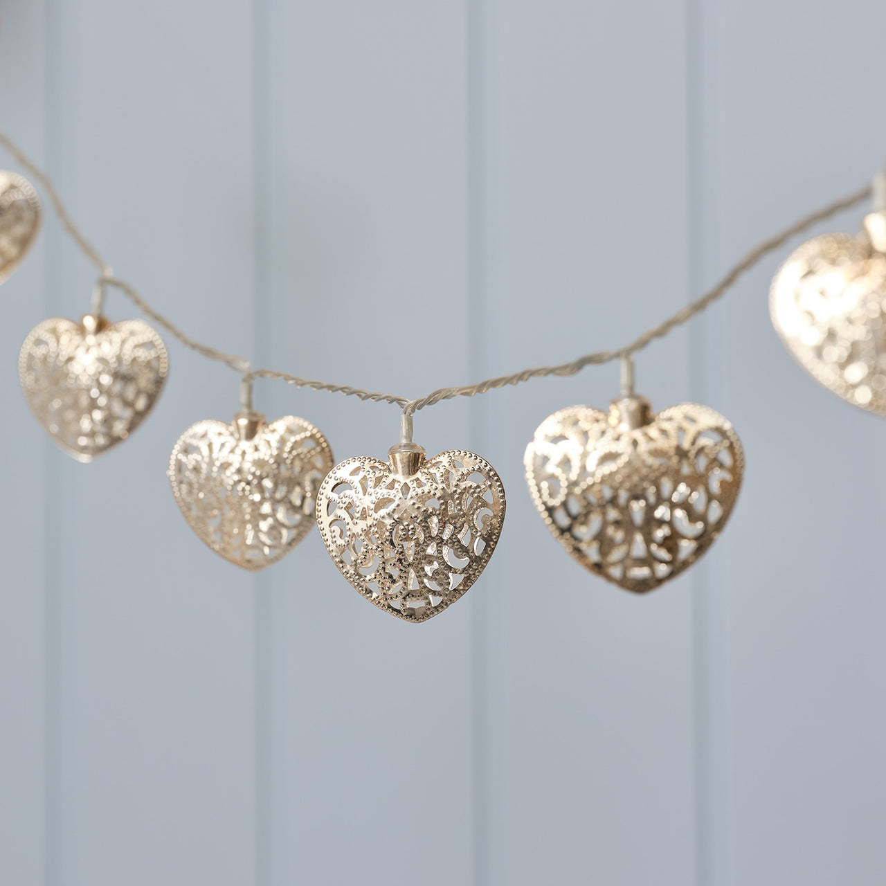 20 LED Silver Filigree Heart Indoor Fairy Lights