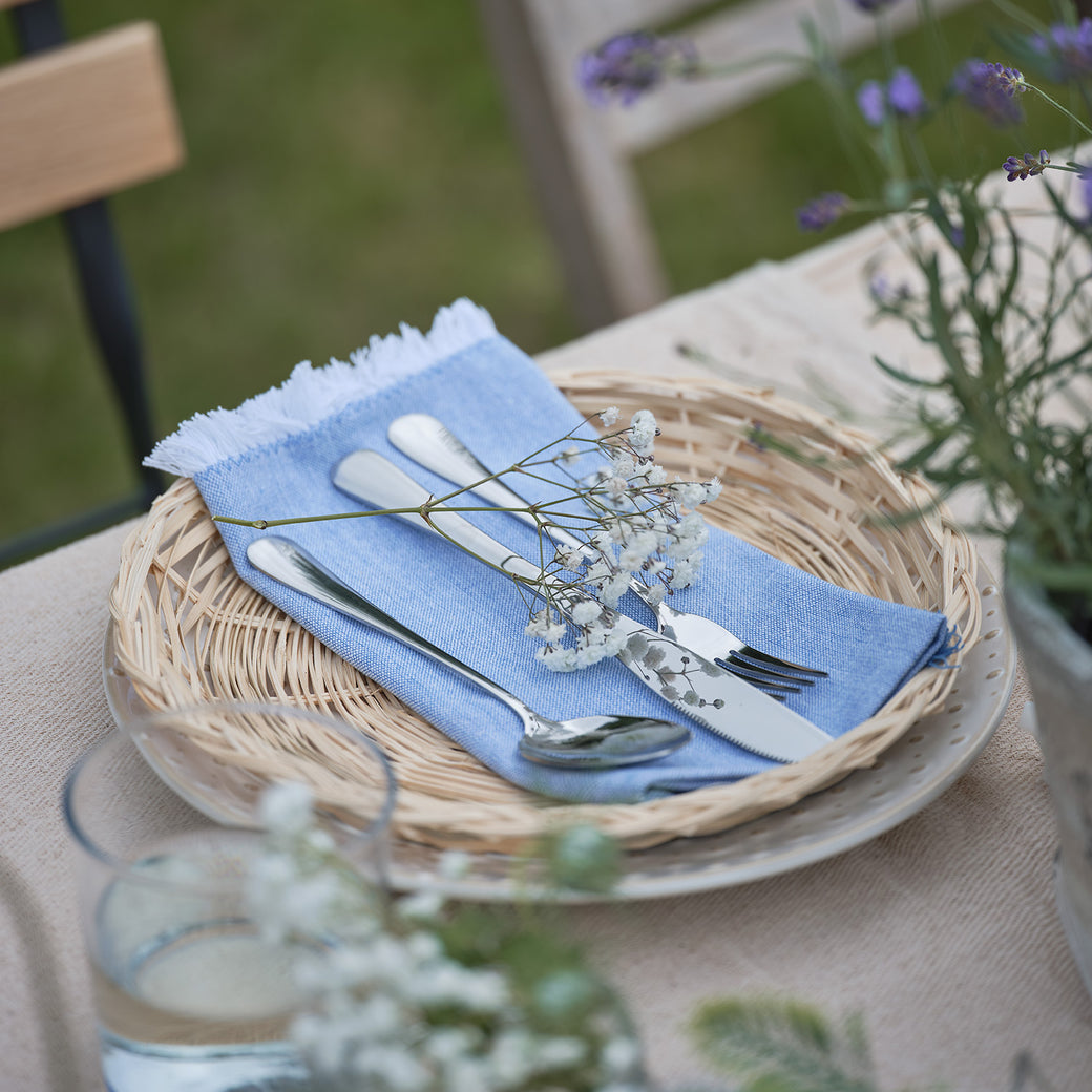 Blue outdoor dining place set
