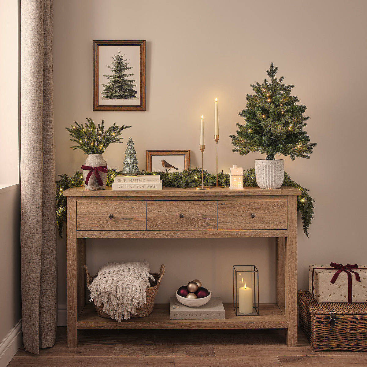 60cm Pre Lit Outdoor Christmas Tree with Neutral Pot