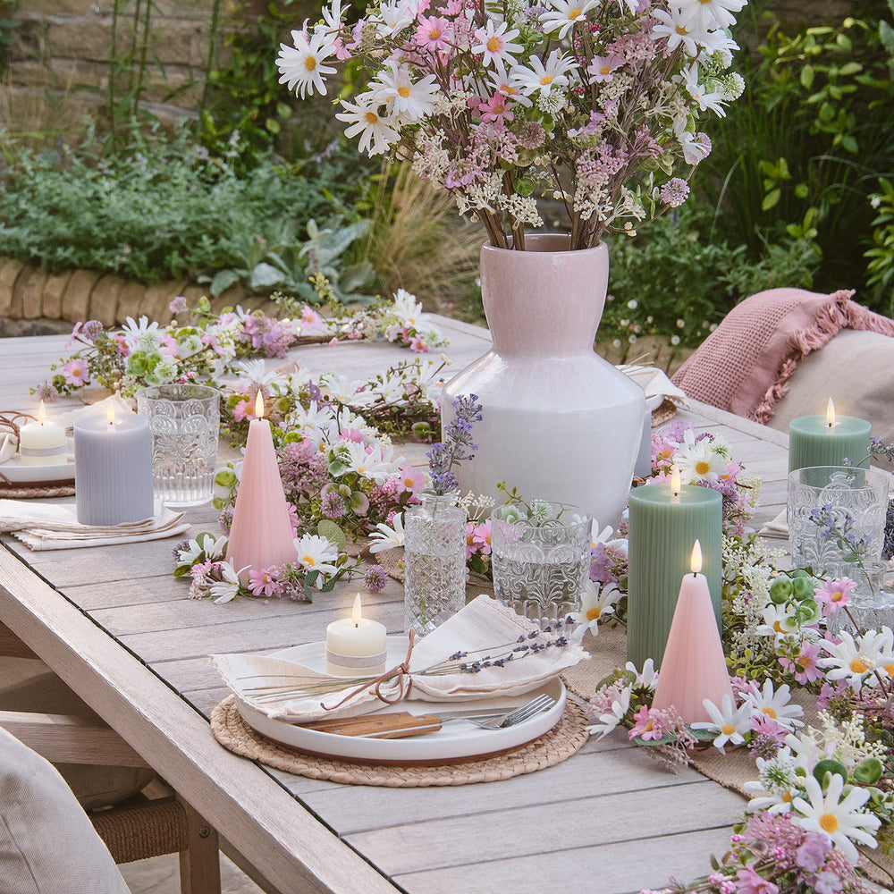 TruGlow® Blush Pink Fluted Cone LED Pillar Candle Duo with Remote Control