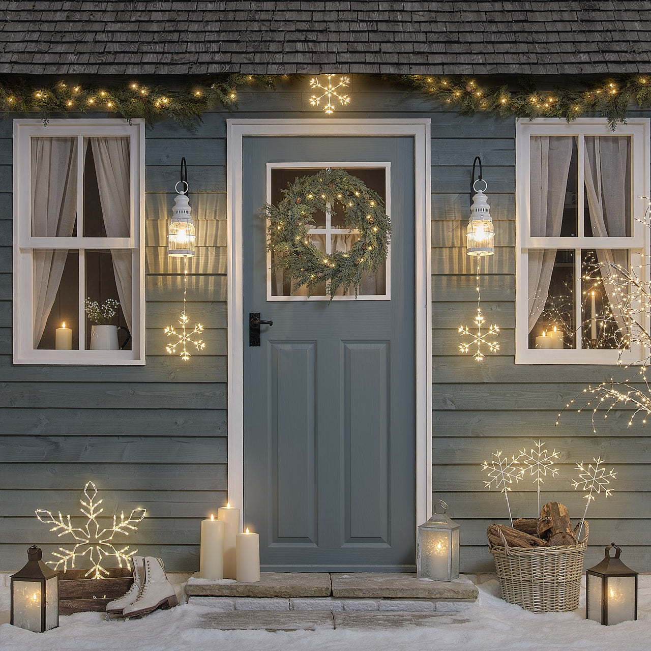 3 White Snowflake Micro LED Garden Stake Lights