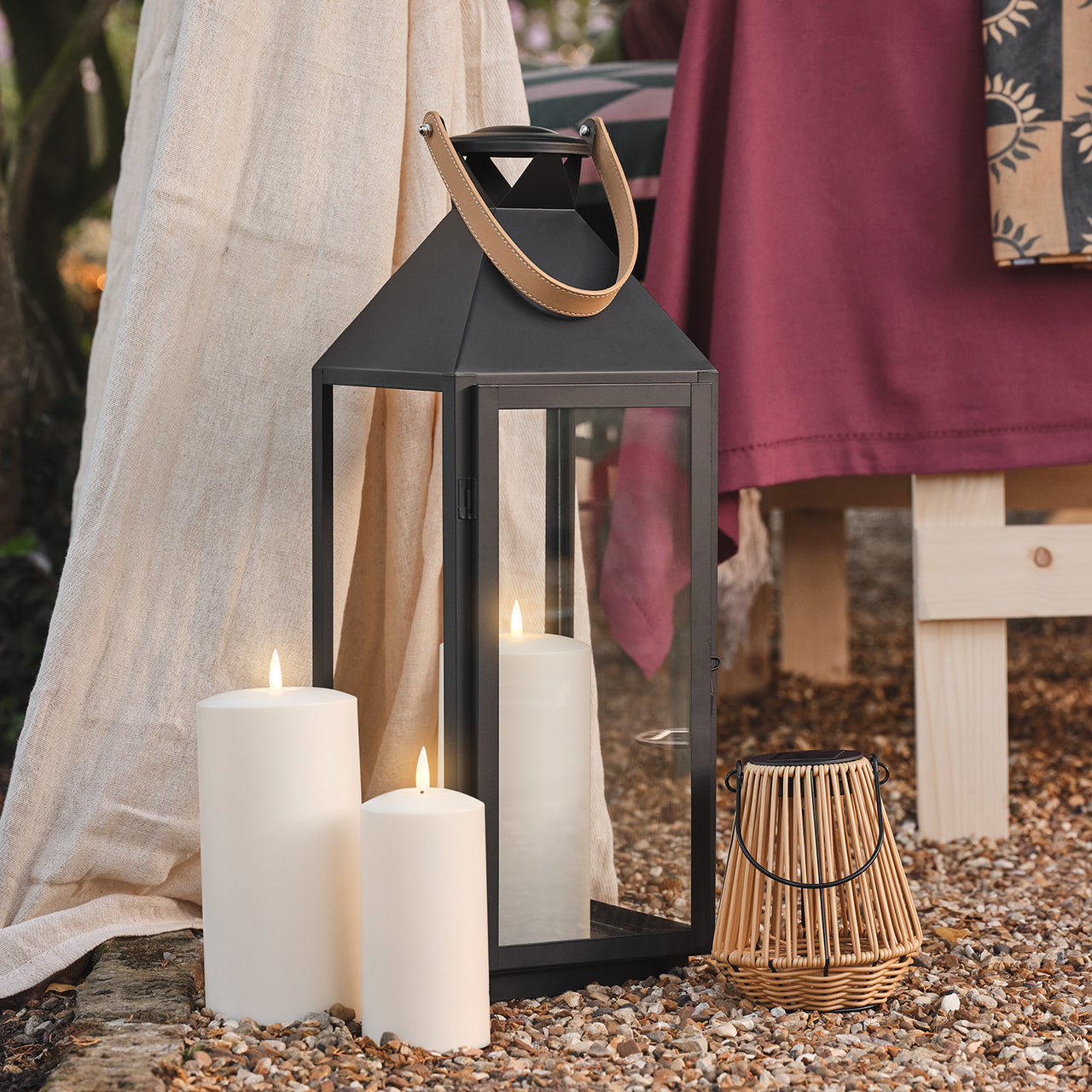 Brixham Leather Handle Lantern Duo with TruGlow® Candles