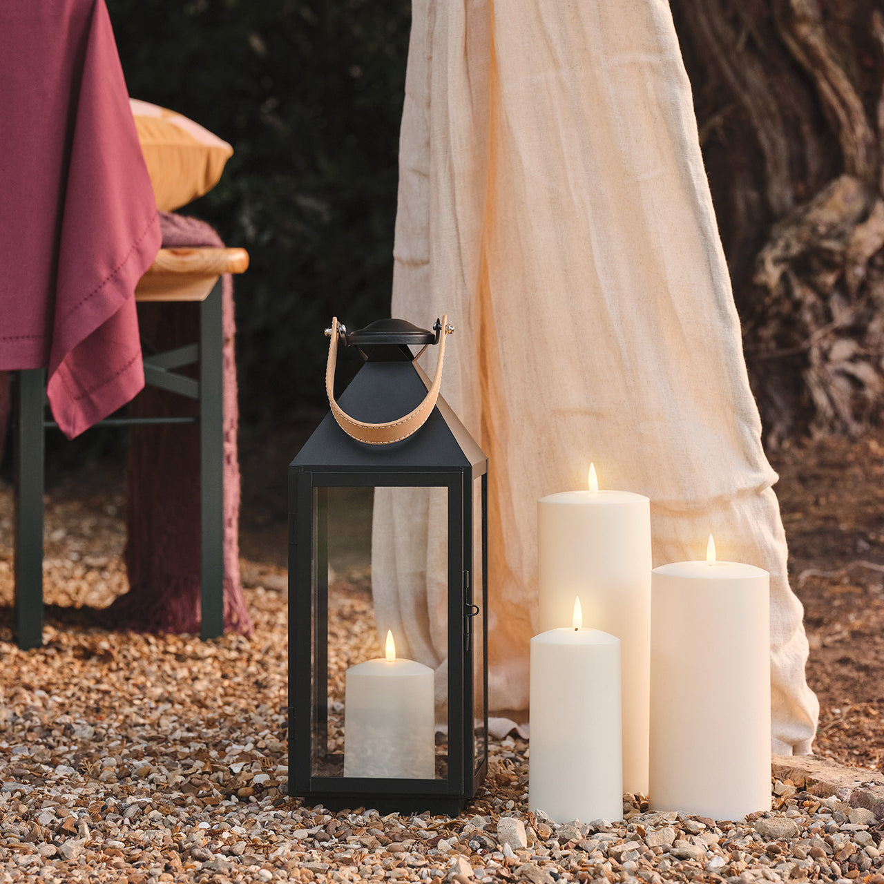 Brixham Leather Handle Lantern Duo with TruGlow® Candles