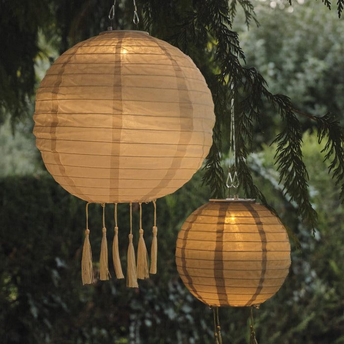 Hanging fabric tassel lanterns