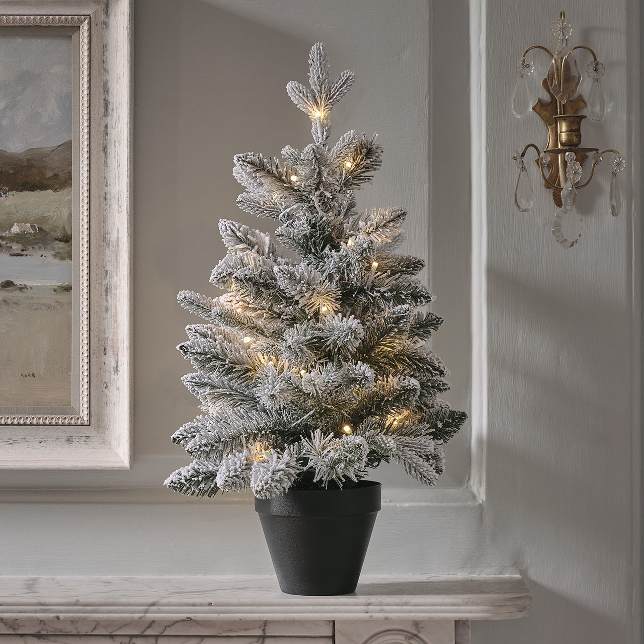 60cm Pre Lit Snowy Christmas Tree