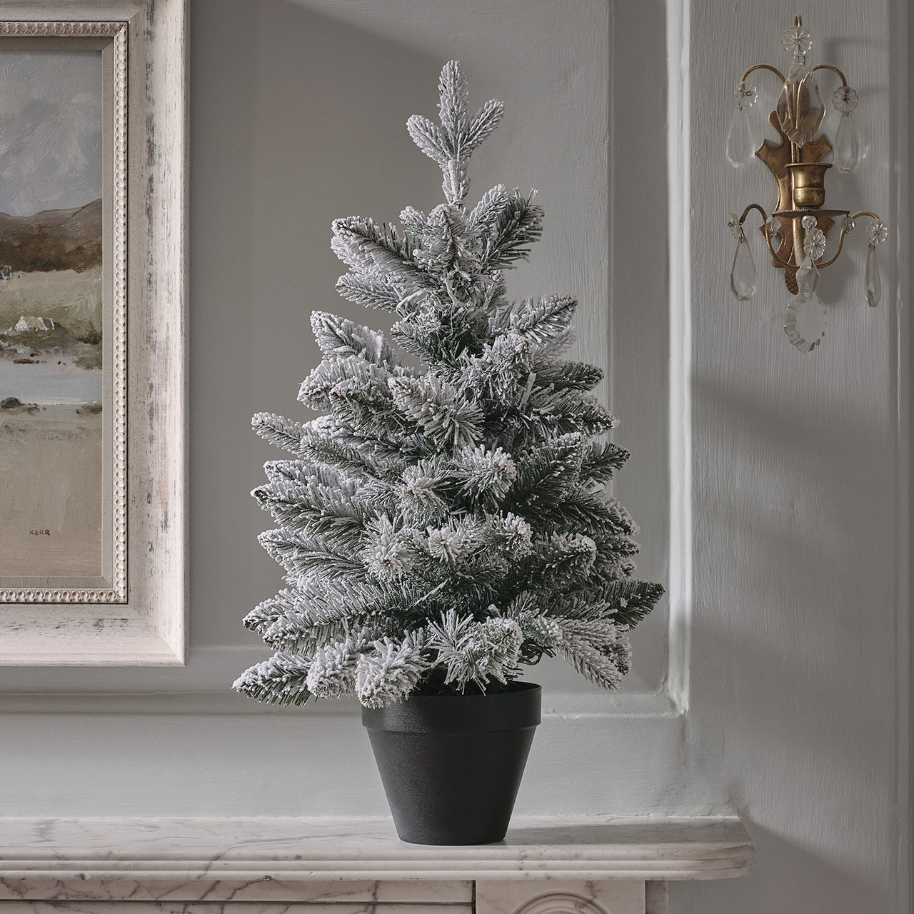 60cm Pre Lit Snowy Christmas Tree