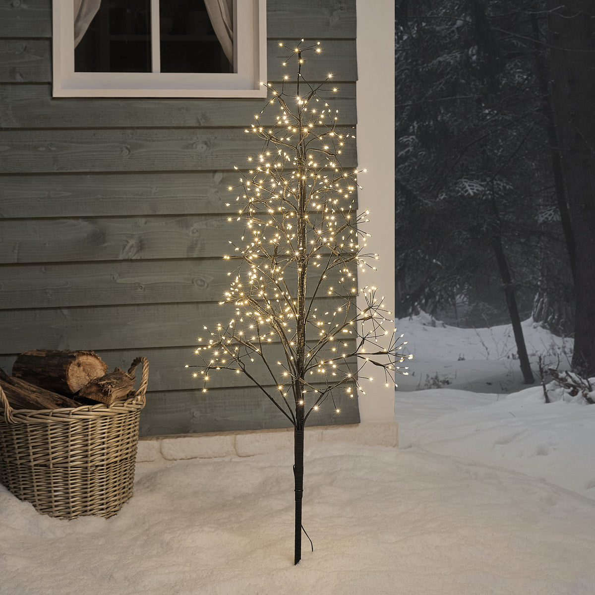 1.2m Black Starburst LED Twig Christmas Tree