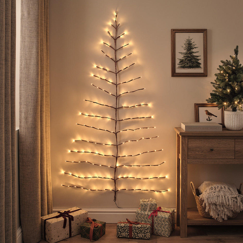 1.5m Pre Lit Gold Plug In Christmas Wall Tree Light