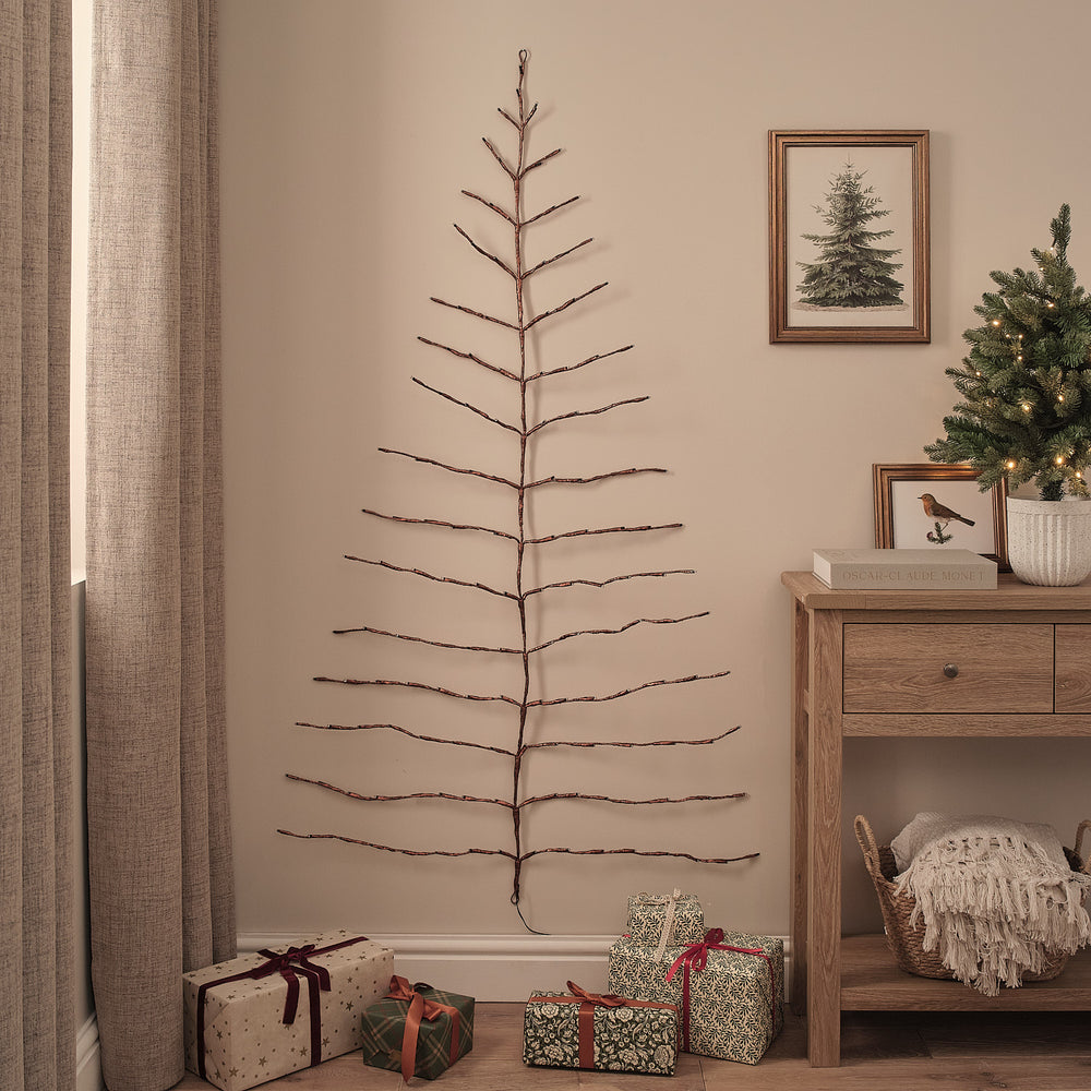 1.5m Pre Lit Gold Plug In Christmas Wall Tree Light