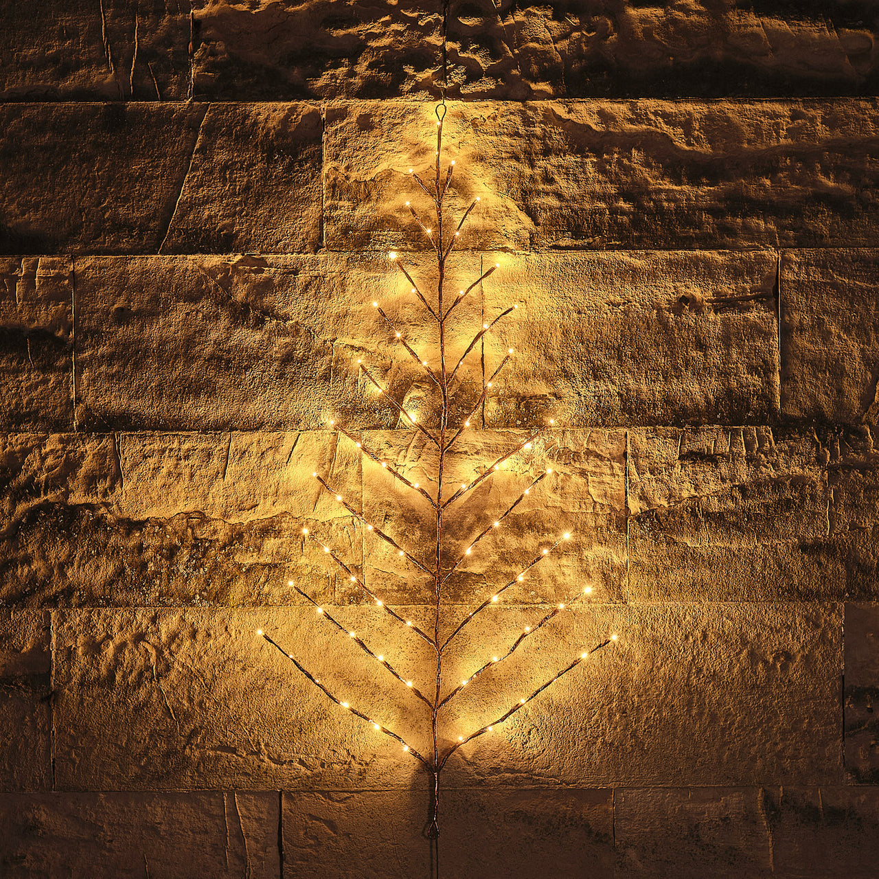 1m Pre Lit Gold Plug In Christmas Wall Tree Light