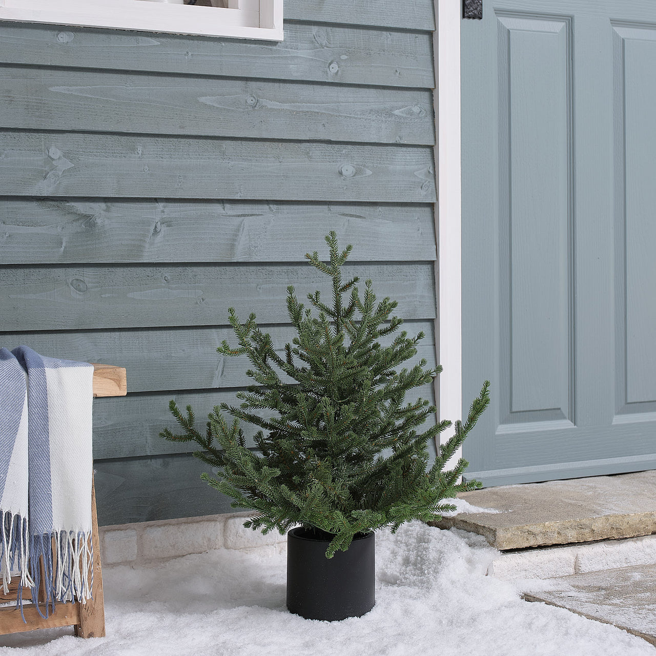60cm Pre Lit Potted Grandis Fir Outdoor Plug in Christmas Tree