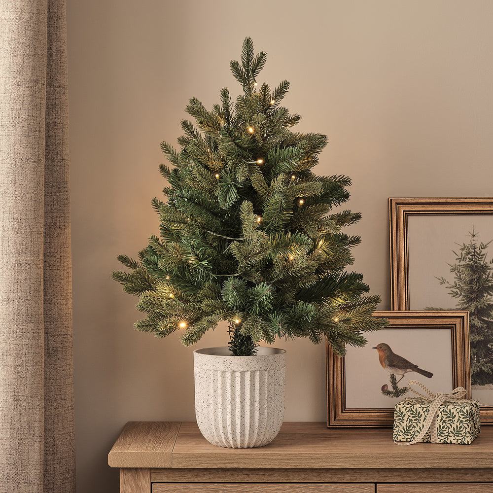 60cm Pre Lit Outdoor Christmas Tree with Neutral Pot