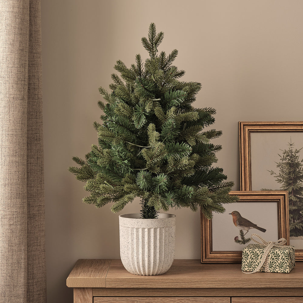 60cm Pre Lit Outdoor Christmas Tree with Neutral Pot