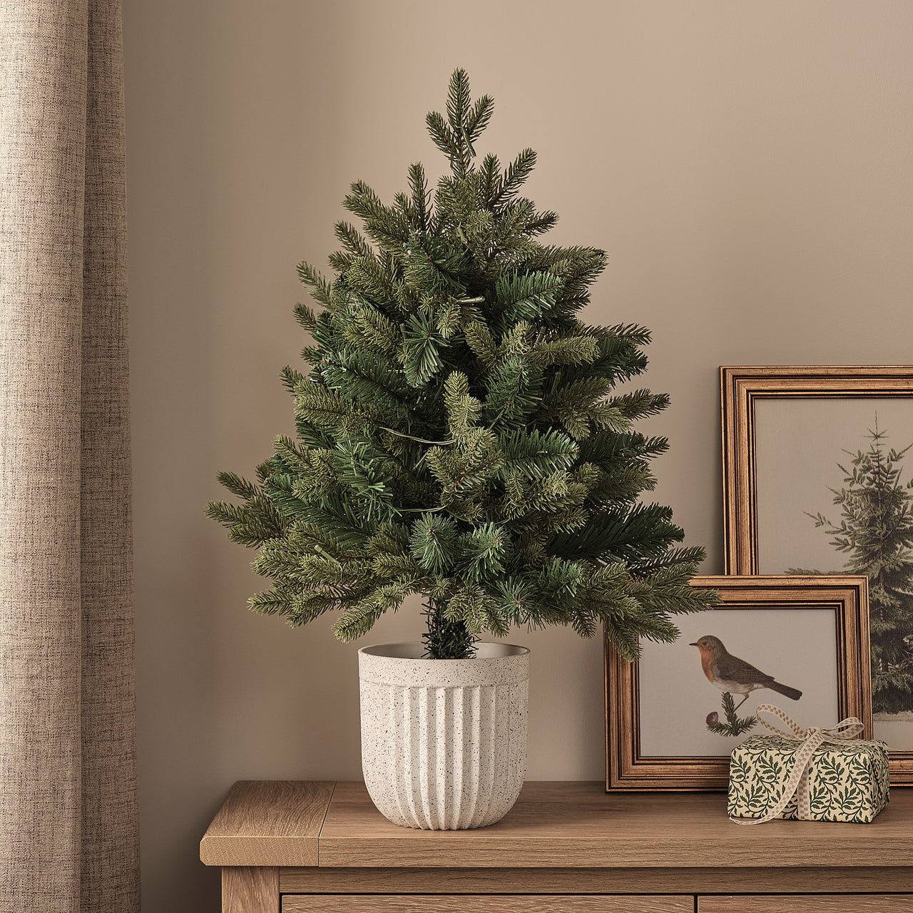 60cm Pre Lit Outdoor Christmas Tree with Neutral Pot