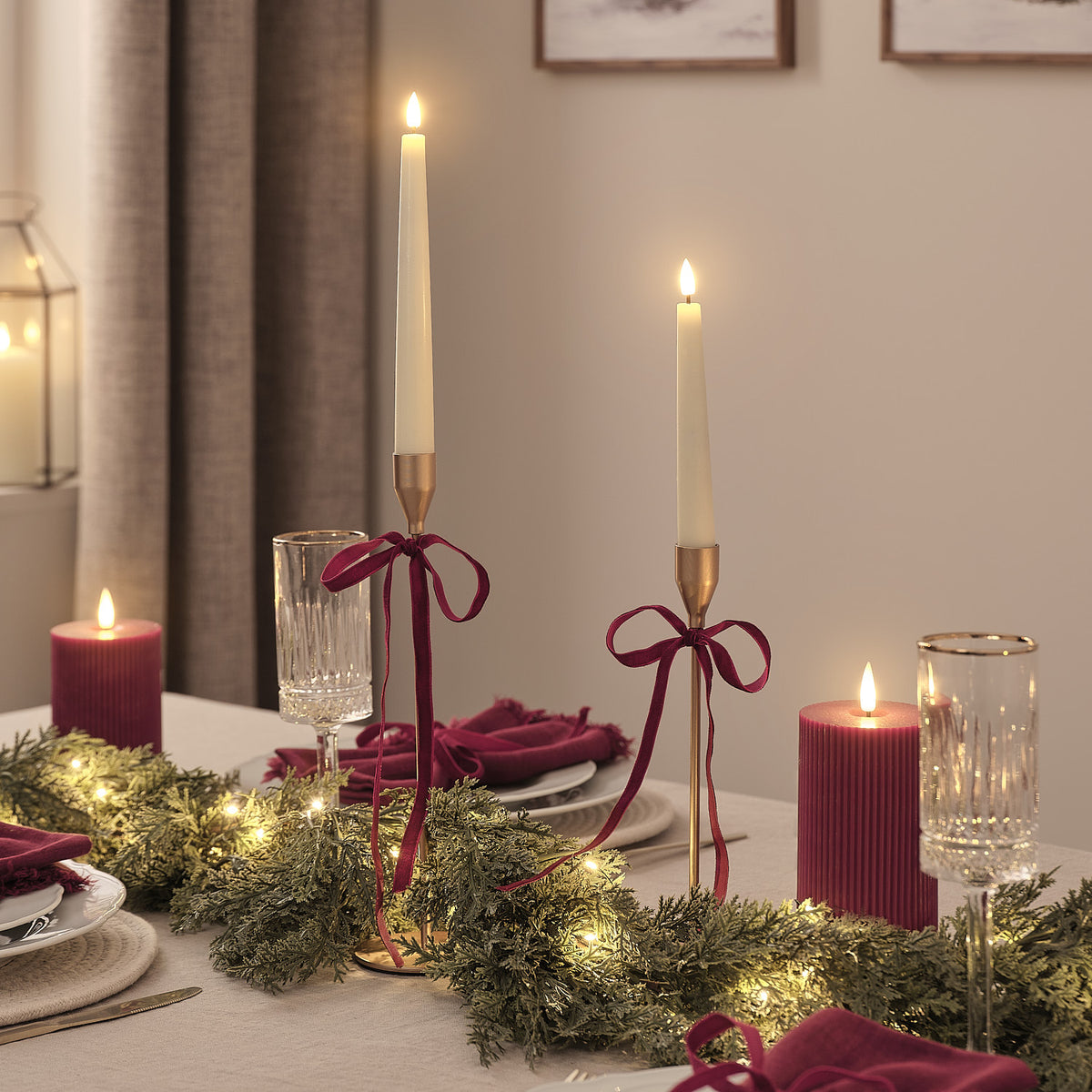 TruGlow® Plum Ribbed LED Pillar Candle Trio with Remote Control