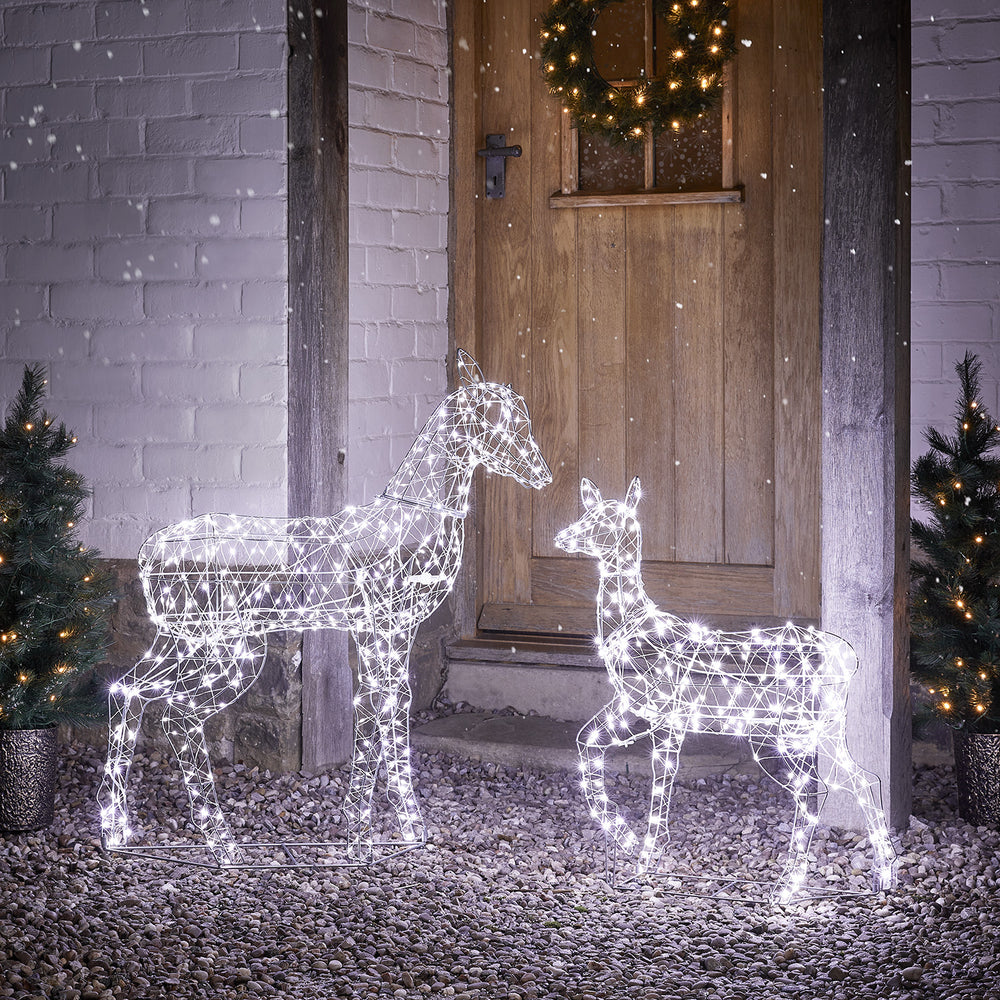 Duchy Doe & Fawn Dual Colour Micro LED Light Up Reindeer