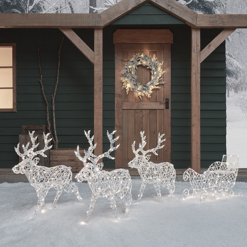 Arkendale Dual Coloured LED Battery Operated Reindeer and Sleigh
