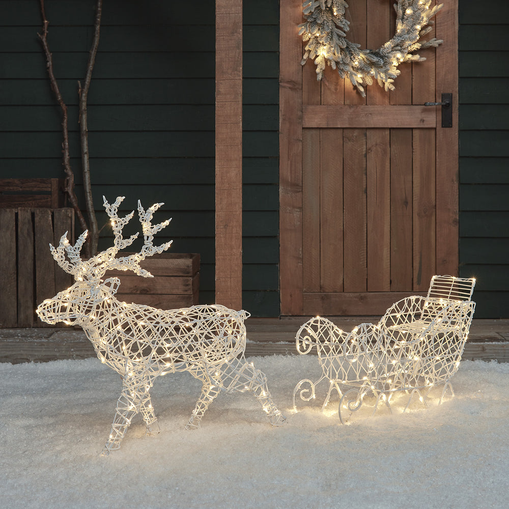 Arkendale Dual LED Battery Operated Outdoor Reindeer and Sleigh