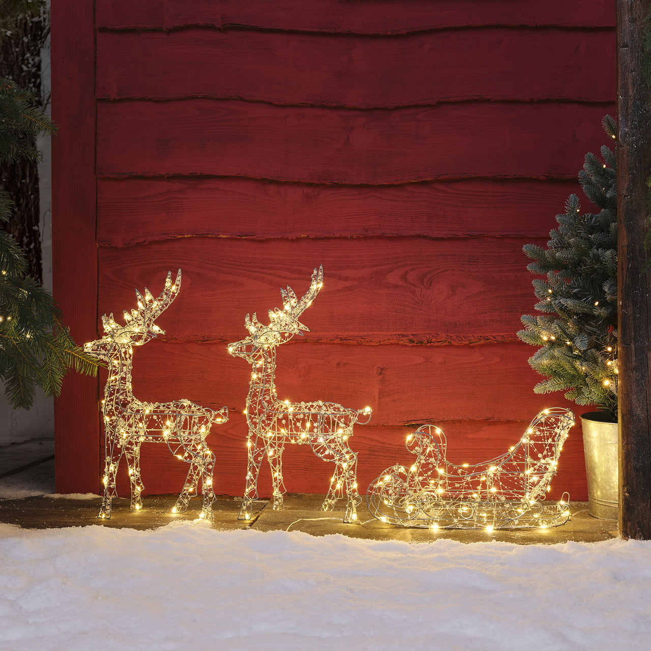 Set of 2 Beaded Micro Reindeer & Sleigh