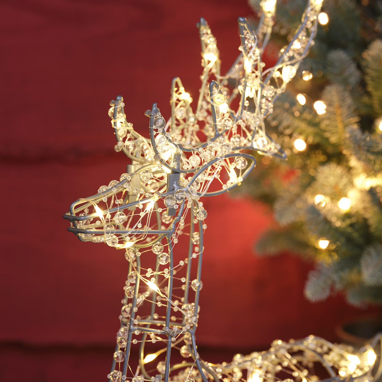 Set of 2 Beaded Micro Reindeer & Sleigh