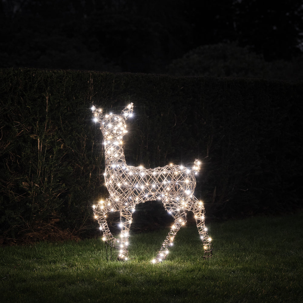 88cm Dual LED Studley Rattan Doe Light Up Reindeer