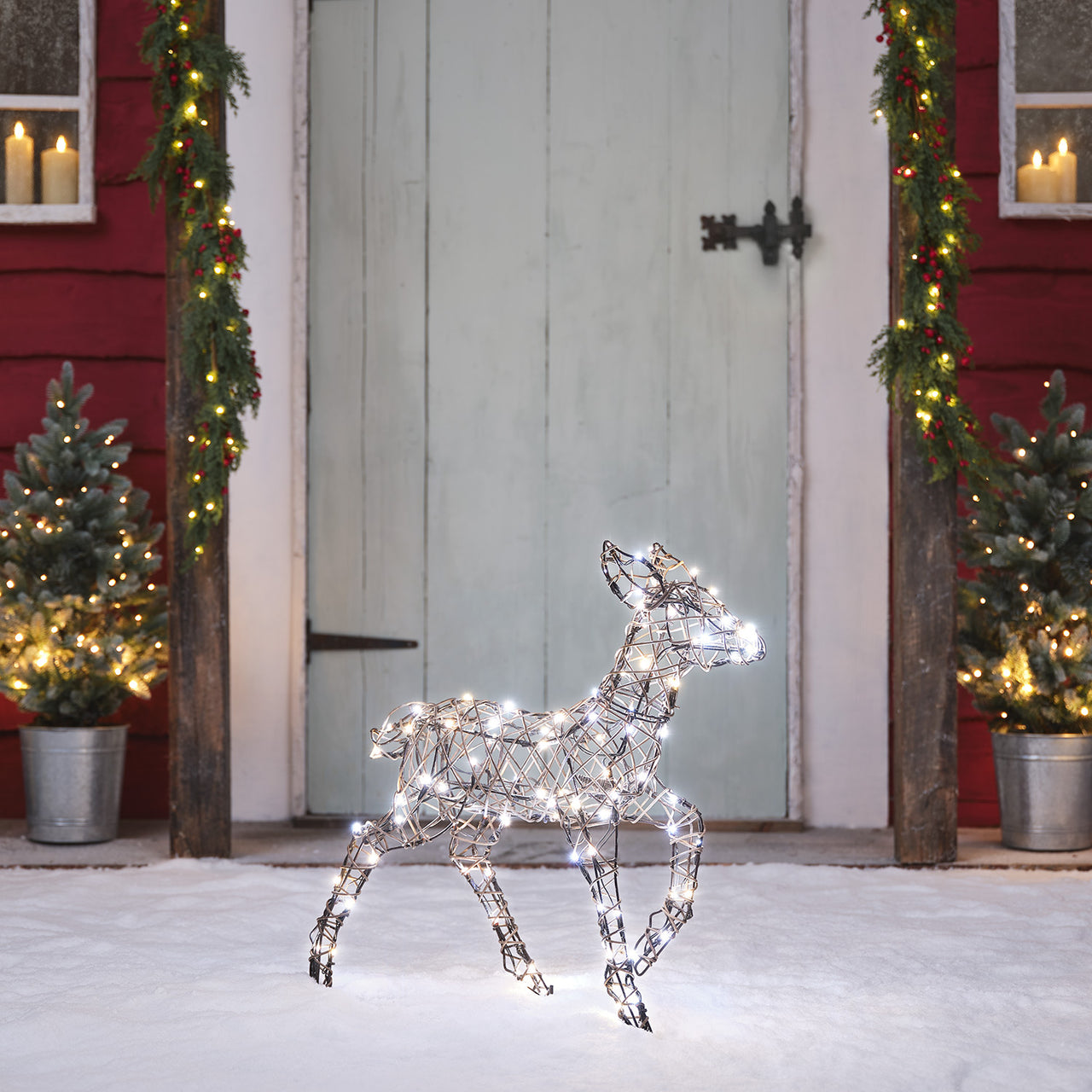 60cm Dual LED Studley Rattan Fawn Light Up Reindeer