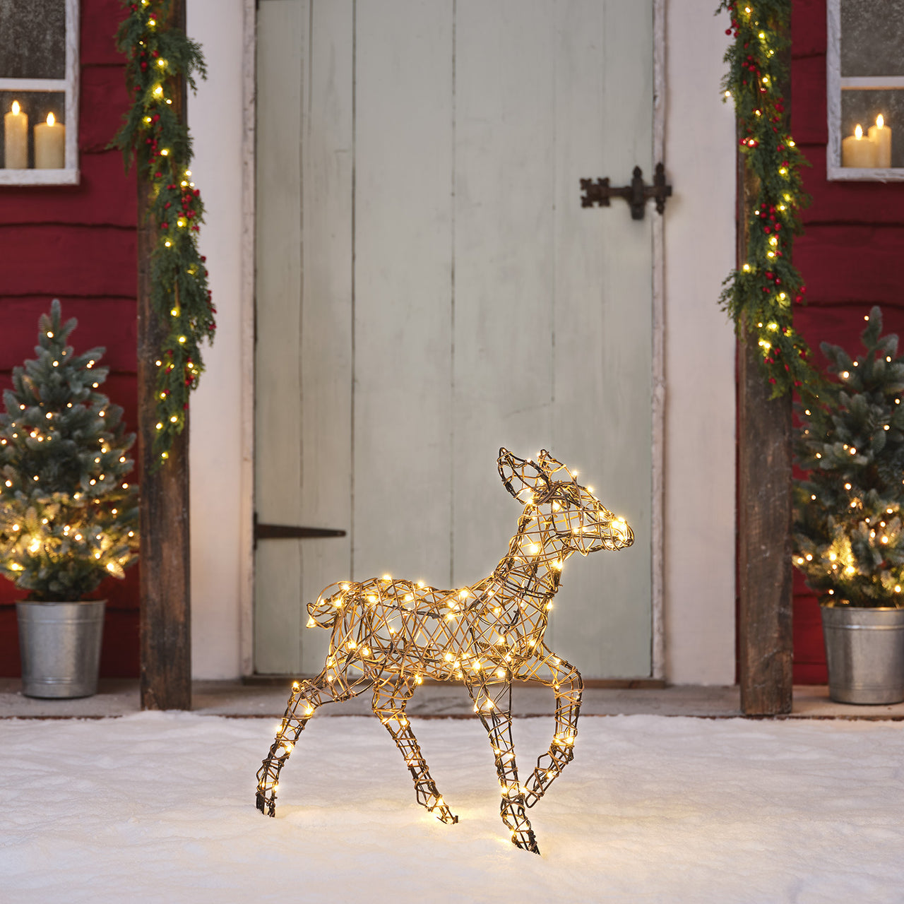 60cm Dual LED Studley Rattan Fawn Light Up Reindeer