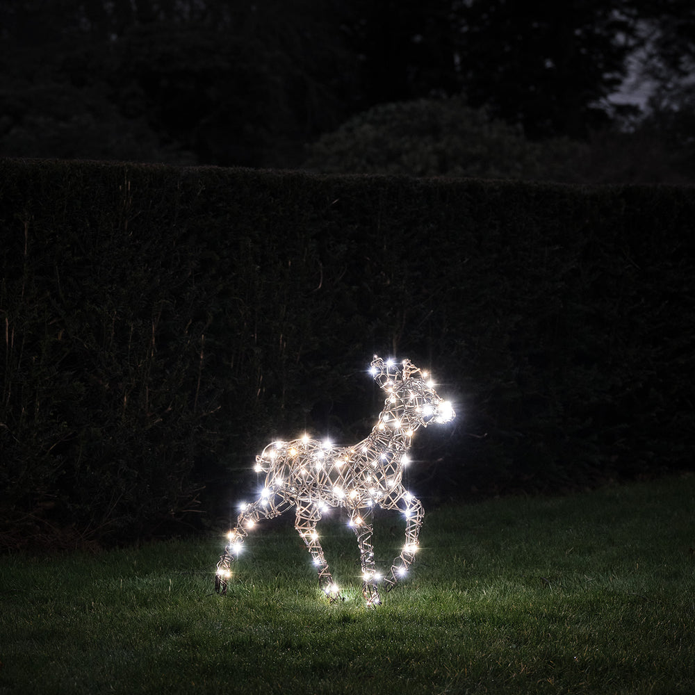 60cm Dual LED Studley Rattan Fawn Light Up Reindeer