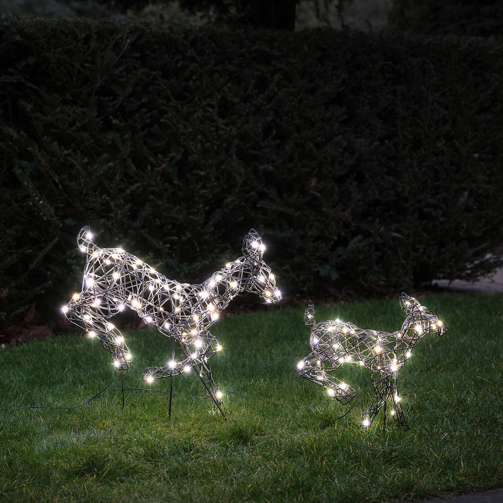 Mini Harlow Leaping Doe & Fawn Light Up Reindeer Duo