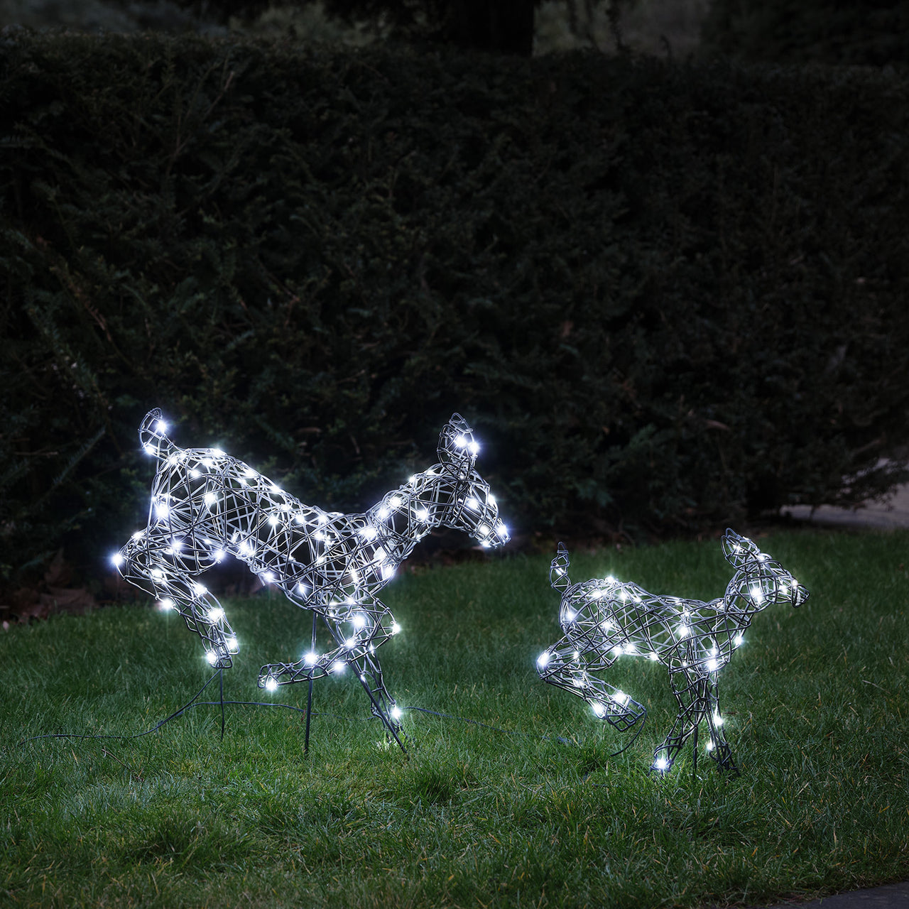 Mini Harlow Leaping Doe & Fawn Light Up Reindeer Duo