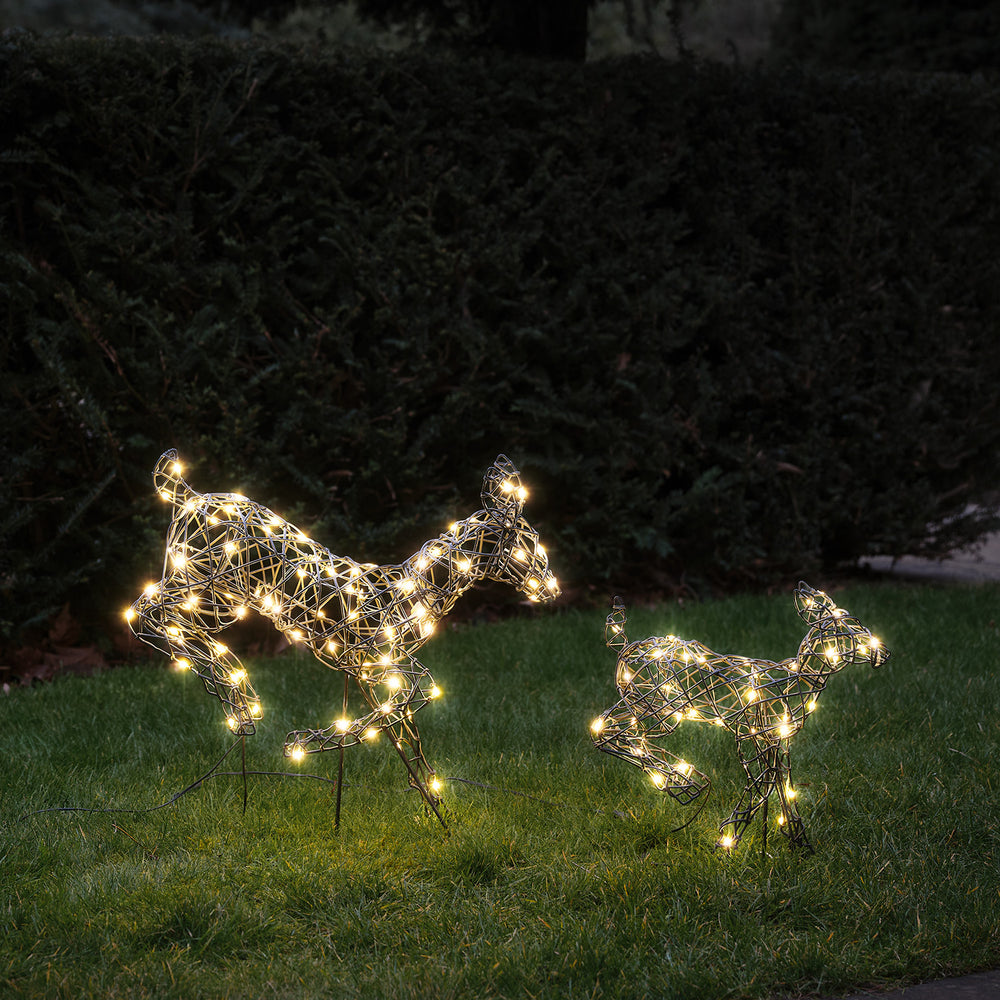 Mini Harlow Leaping Doe & Fawn Light Up Reindeer Duo