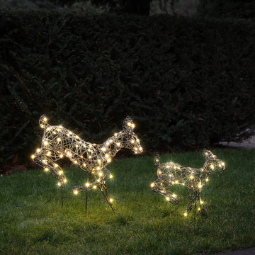 Mini Harlow Leaping Doe & Fawn Light Up Reindeer Duo