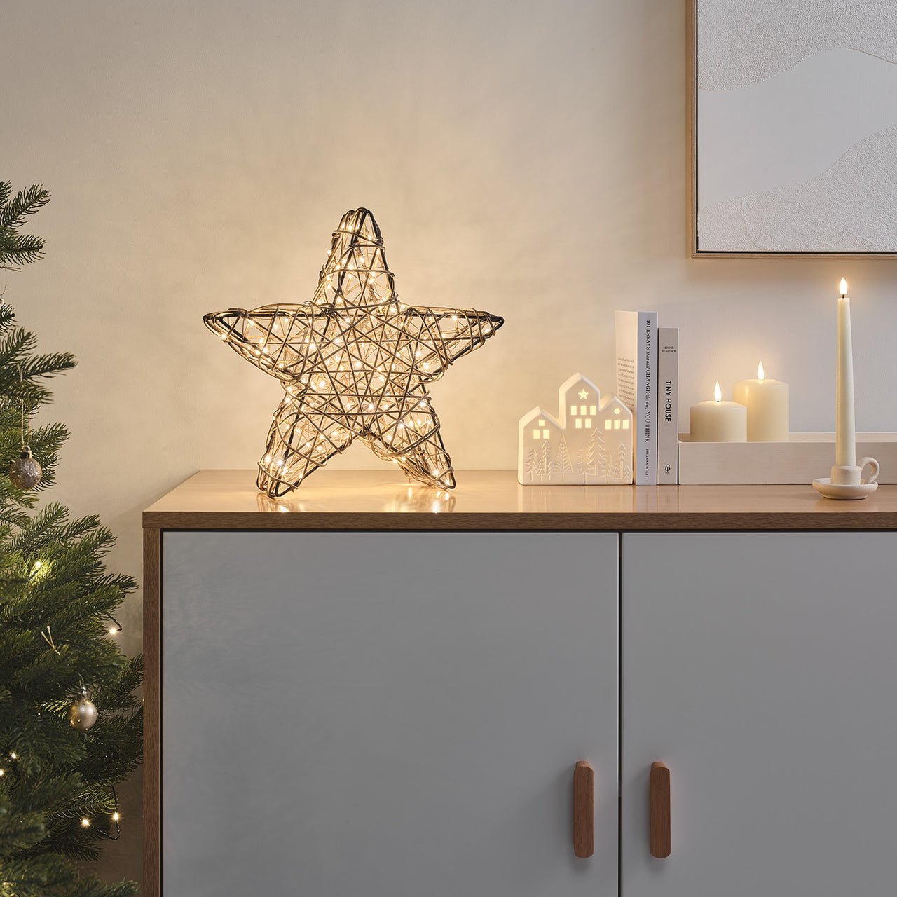 35cm Studley Rattan LED Star
