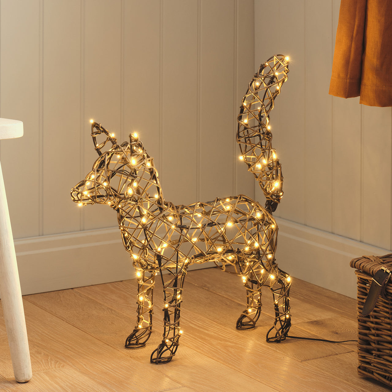 Sherwood Rattan LED Light Up Fox & Squirrel Figures