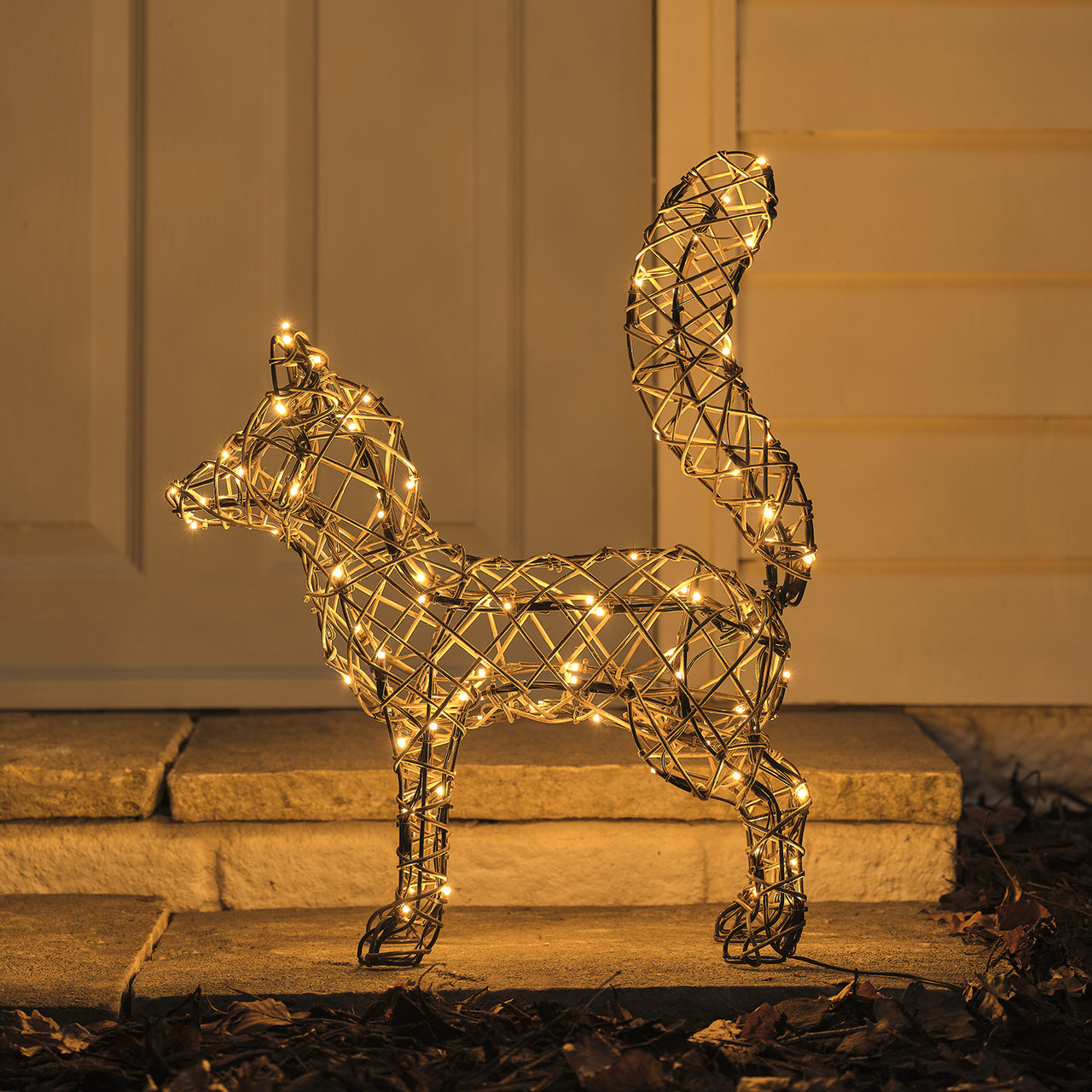 Sherwood Rattan LED Light Up Fox & Squirrel Figures
