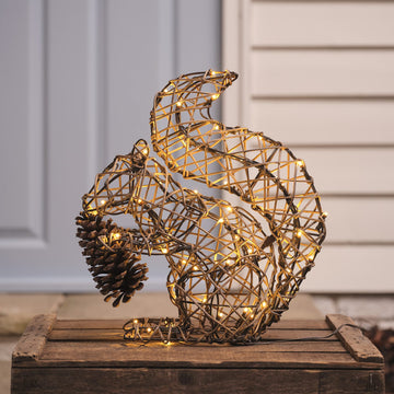 Sherwood Rattan LED Light Up Squirrel Figure