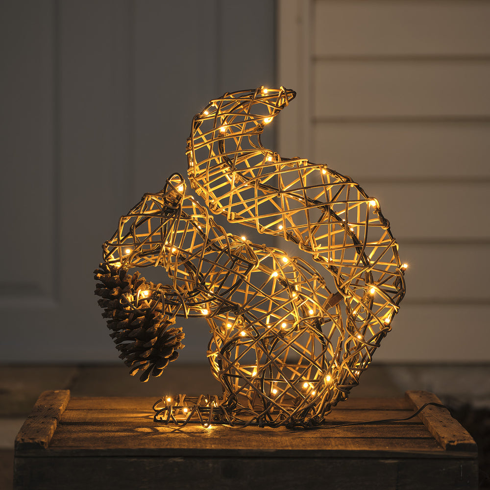 Sherwood Rattan LED Light Up Squirrel Figure