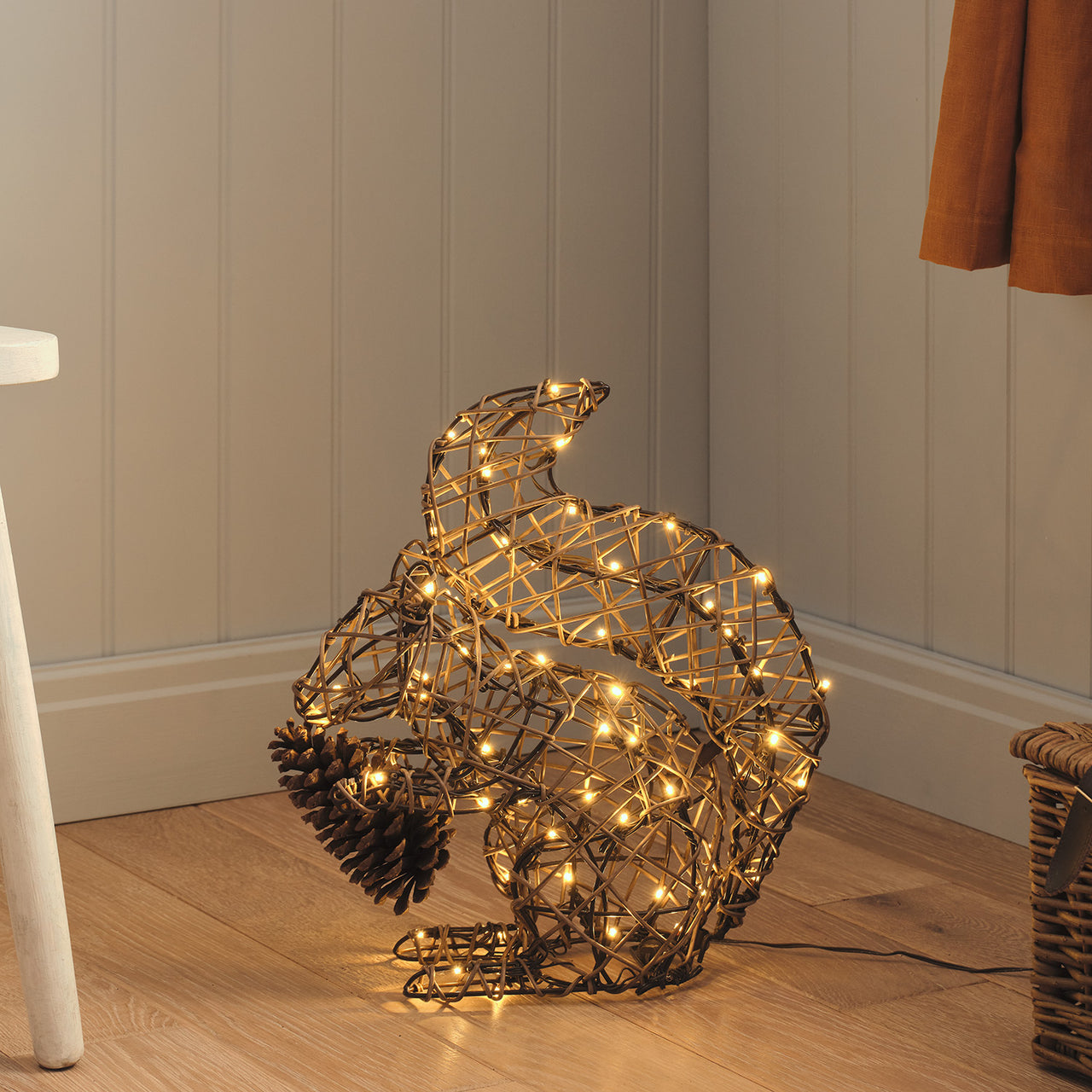 Sherwood Rattan LED Light Up Fox & Squirrel Figures