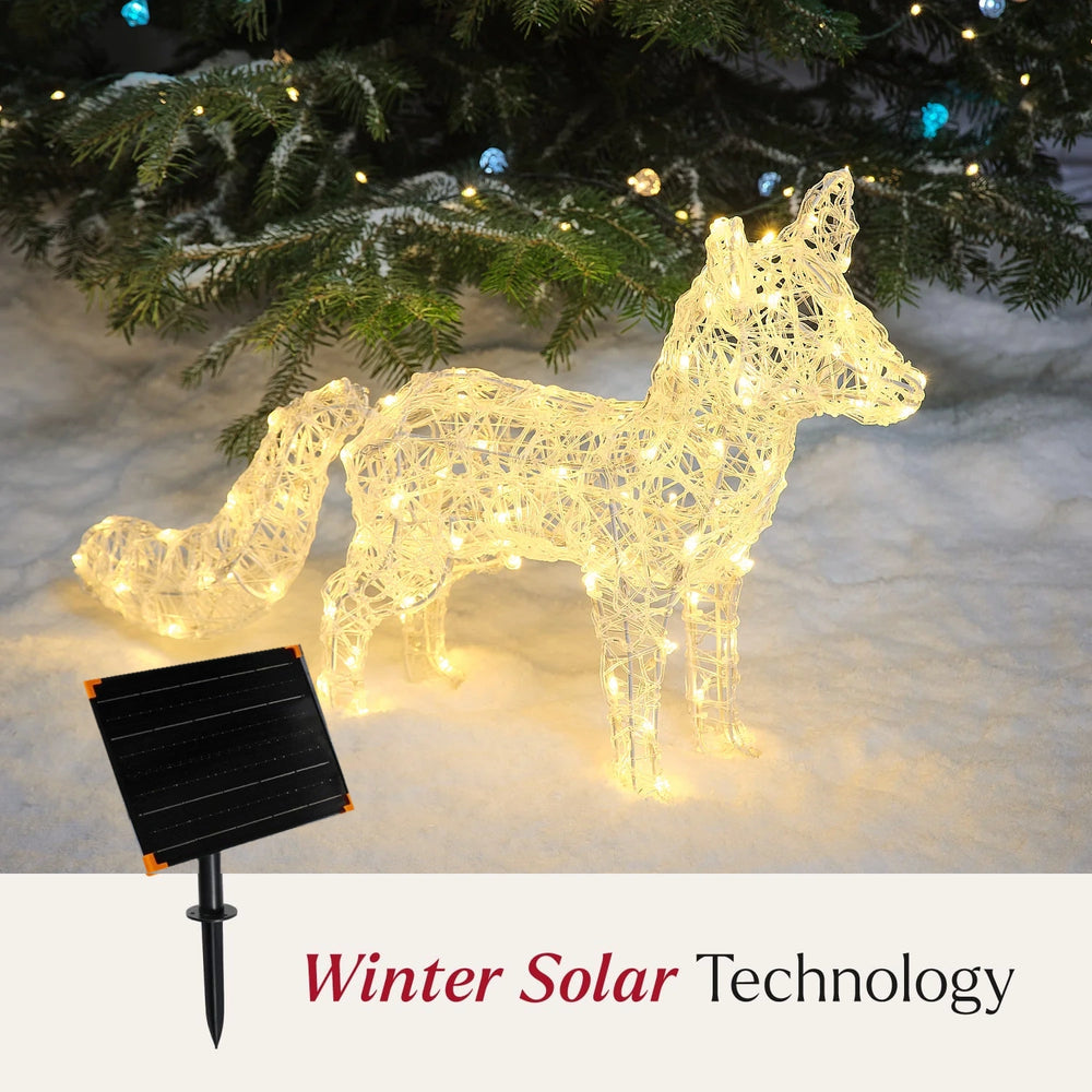 Solar Powered 43cm Dual LED Baffin Acrylic Light Up Arctic Fox