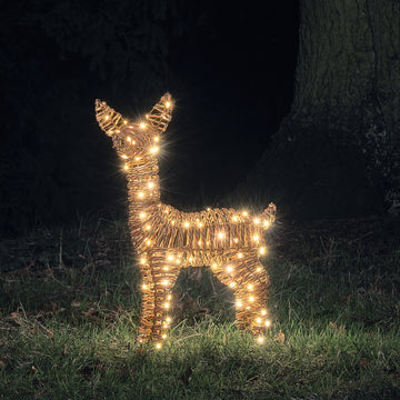 62cm Dual LED Pateley Rattan Fawn Light Up Reindeer
