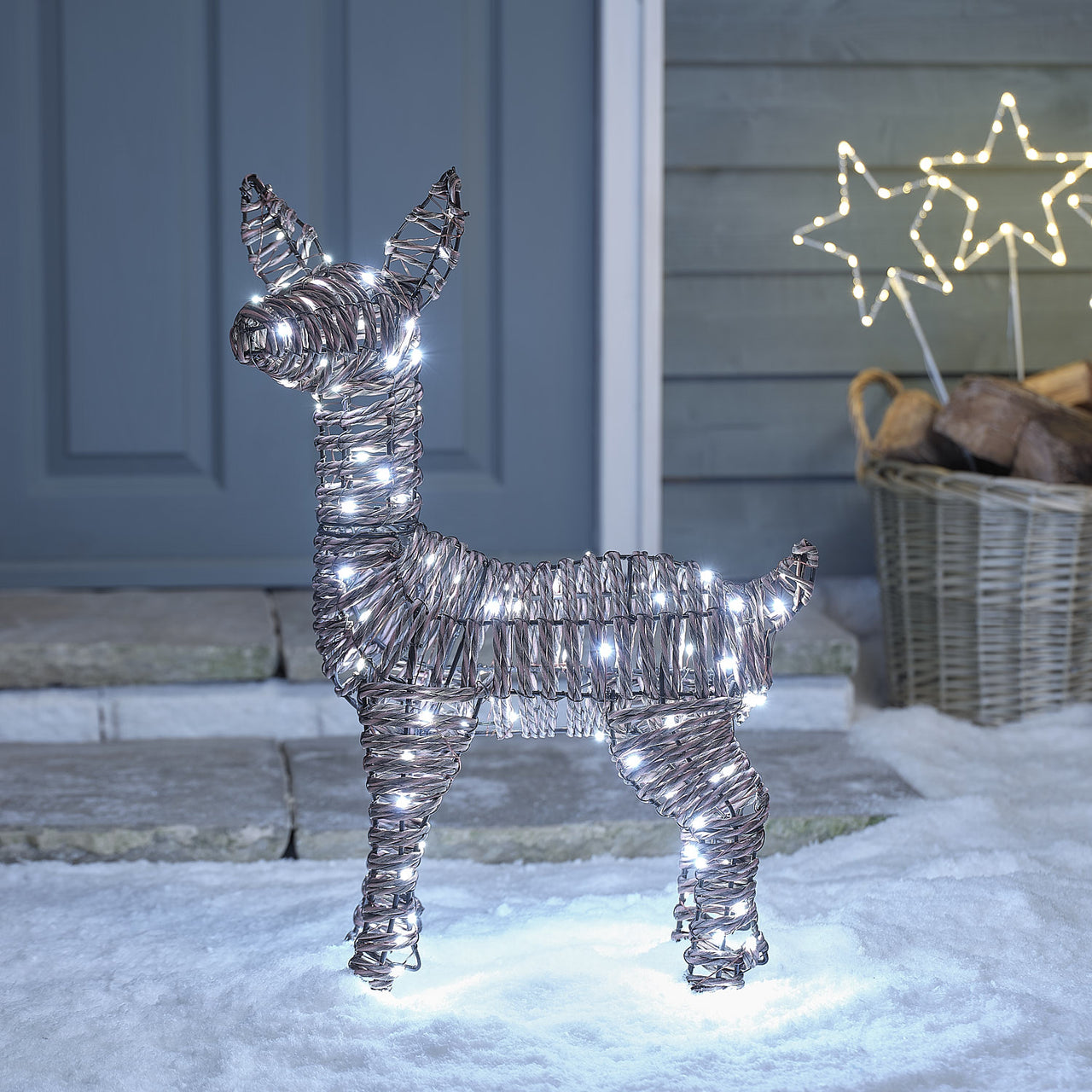 62cm Dual LED Pateley Rattan Fawn Light Up Reindeer