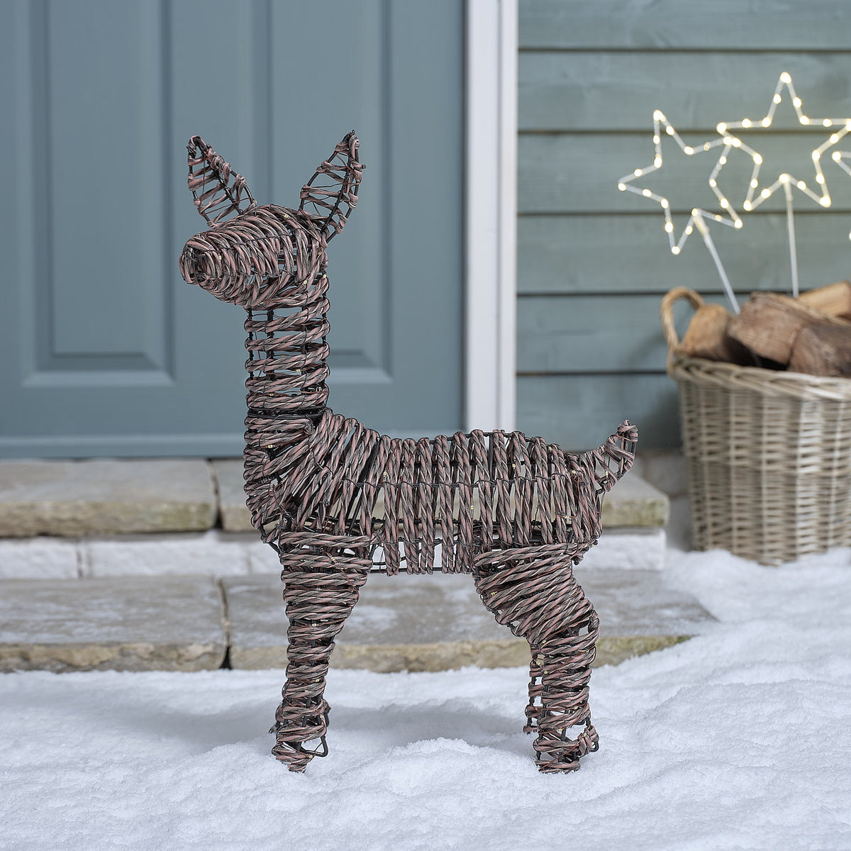 62cm Dual LED Pateley Rattan Fawn Light Up Reindeer