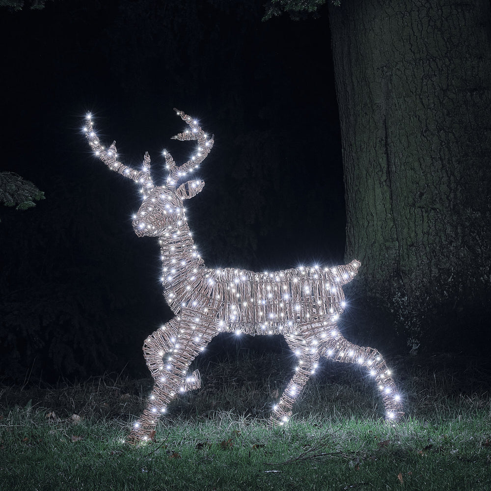 1.25m Dual LED Pateley Rattan Stag Light Up Reindeer