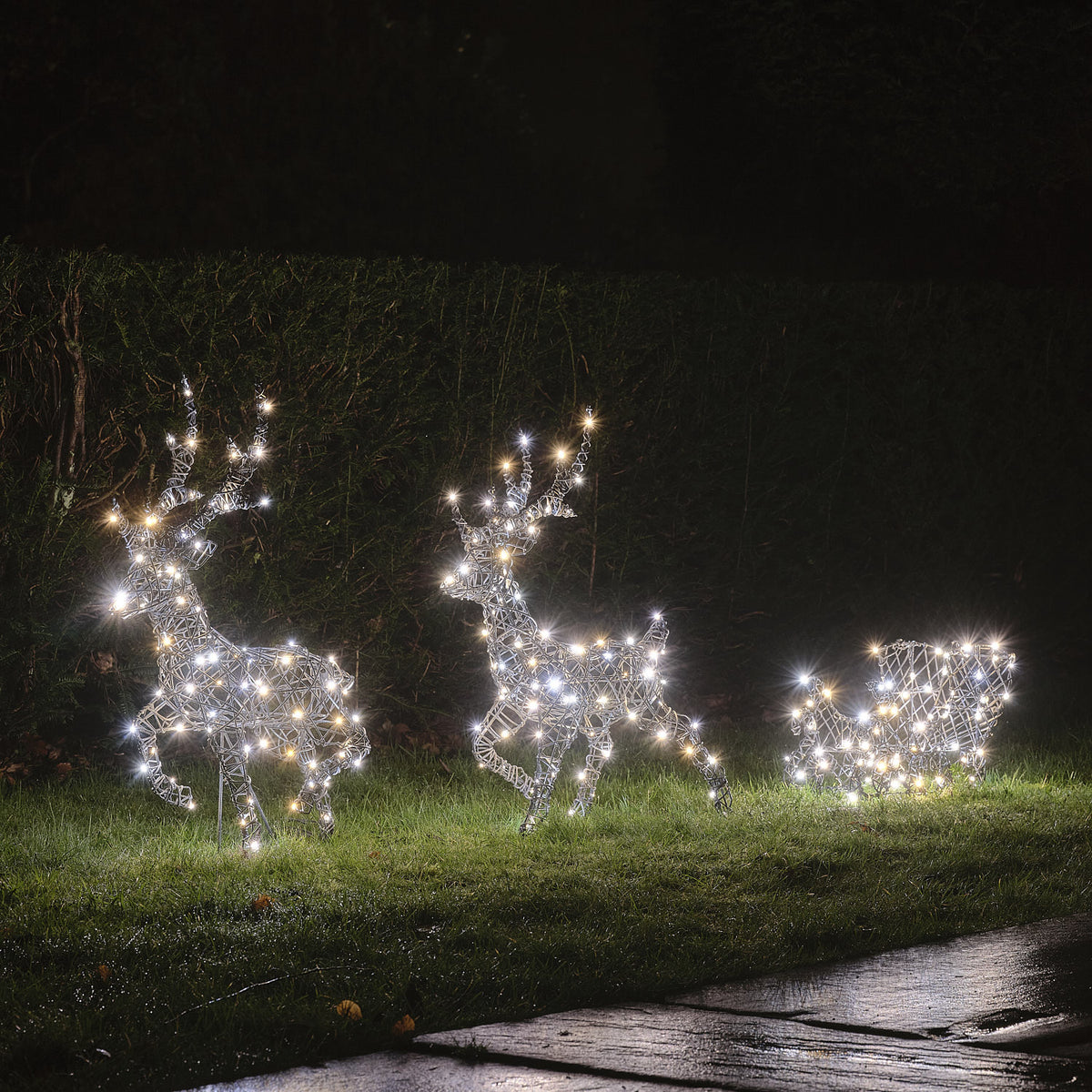 64cm Dual LED Harlow Light Up Reindeer & Sleigh