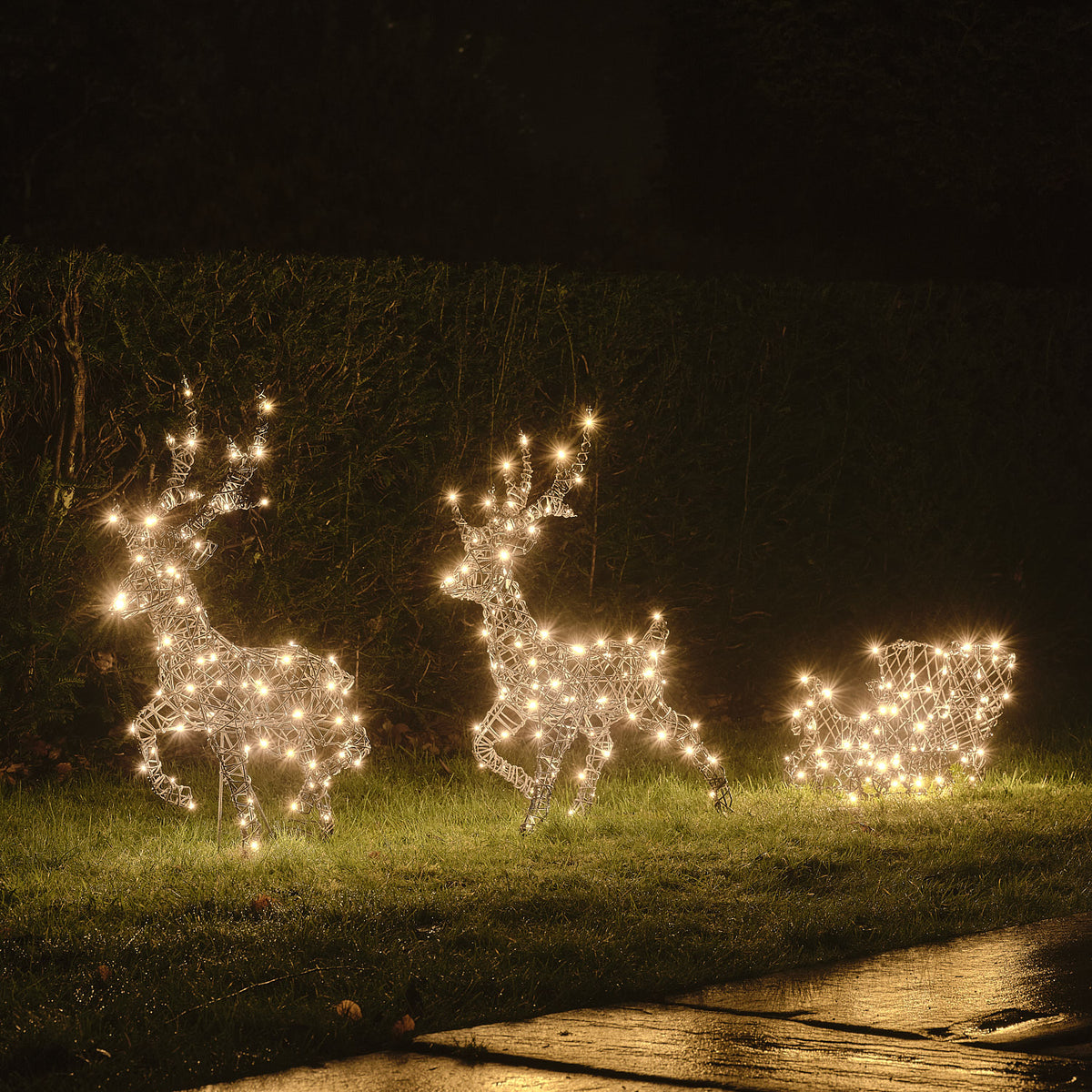 64cm Dual LED Harlow Light Up Reindeer & Sleigh