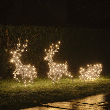 64cm Dual LED Harlow Light Up Reindeer & Sleigh