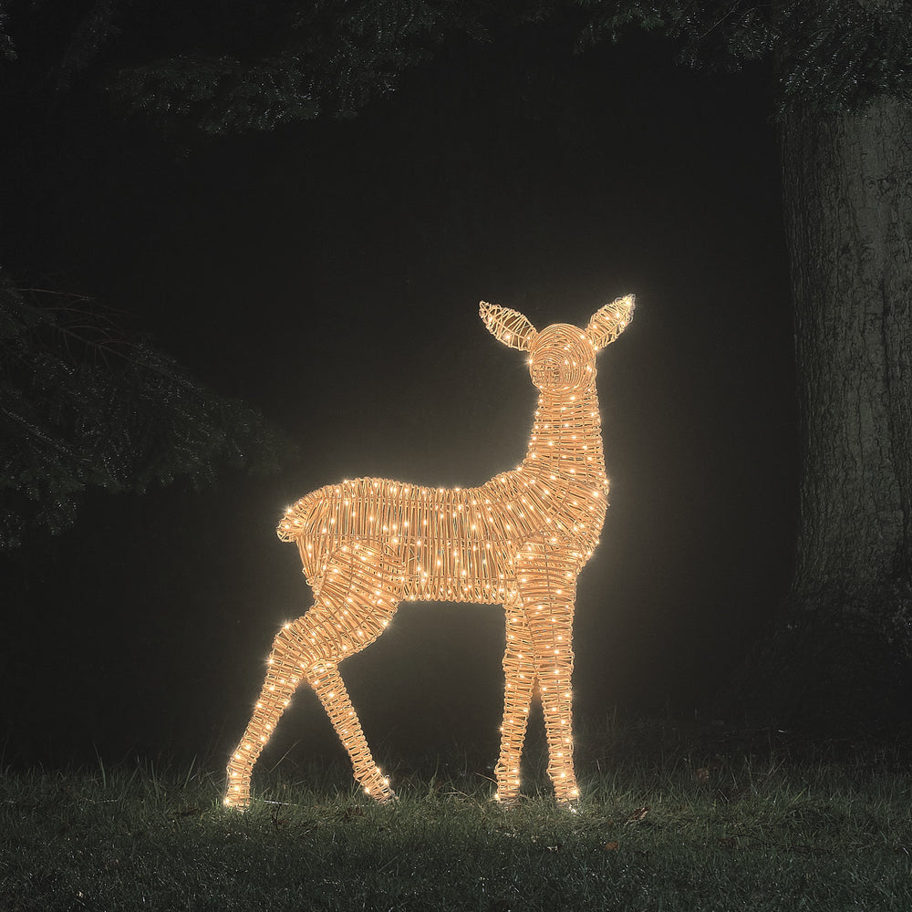 1.1m XL Dual LED Leyburn Rattan Doe Light Up Reindeer