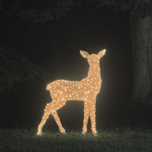 1.1m XL Dual LED Leyburn Rattan Doe Light Up Reindeer